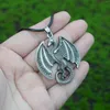 Kedjor 1st Vintage Alloy Viking Winged Flying Dragon Pendant Halsband för män och kvinnor Personliga smyckenillbehör