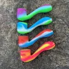 Silicone Smoking Hand Pipe With Glass Bowl Food Grade For Tobacco Dry Herb Oil Burner Pipes Dab Rigs