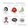 Pins Brooches Punk Style Lips Clock Kawaii Enamel Badge Buttons Brooch Shirt Denim Jacket Bag Decorative For Women Men Drop Delivery J Dhbdq