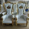 Chaises de trône de luxe roi et reine, pour location de chaise trône de fête de mariage, blanc 115