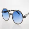 Круглые солнцезащитные очки с цельными камнями меньшего размера 7550178 Черные смешанные белые очки из рога буйвола Винтажные унисекс C Украшение в золотой оправе281a