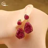 Charm Colorful Quartz Geode Teardrop Dangle Earring Druzy Gemstone Stud Ear Pendant For Women Party Jewelry Hook Eardrop Jewels QC7062 231208