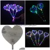 Party Decoration Heart-Shaped Led Large Size Bobo Balloon With 13.8 Inch Tow Bar Valentines Day String Lights Balloons Colorf Drop D Dhvos