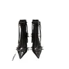 Bottes longues clous en métal LE Cagloe bottes de moto Liuding pointues fermeture éclair latérale bottes courtes hautes bottes à ongles anti-loup Kardashian Kollection Ickiminaj même style