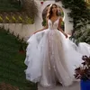 Long Boho A-Line Backless Wedding Dress 3D Flowers Spaghetti Straps Bride Dresses Princess Floor Length Wedding Gowns