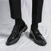 Dress Shoes Men Casual Leather Shoes Fashion Classic Lace Up Wear Shoes Luxury Handmade Thick Heels Black Male Wedding Office Formal Shoes 231208