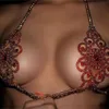 Dazzling Crystal Red Gold Body Chain Sexy Hippie Punk Party Shiny Bikini Set Gem Bra and Underwear Women Rhinestone Bra and Thong Set Sexy Jewelry For Women Gift CL3044