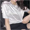 Women'S T-Shirt Womens Loose Sparkles Reflective Short Sleeve Drop Delivery Apparel Clothing Tops Tees Dh3Yn