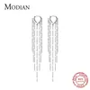 Dangle Chandelier Modian réel 925 en argent Sterling Long gland scintillant à la mode boucles d'oreilles pour les femmes boucles d'oreilles pendantes bijoux fins cadeau de mariage 231208