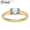 With Side Stones Onelaugh 18K Yellow Gold Color Emerald Cut D Color Moissanite Rings for Women 925 Sterling Silver Engagement Wedding Ring YQ231209