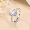 Com pedras laterais Halo Moissanite Anéis de noivado para mulheres Anel certificado de prata esterlina 925 1-2ct Oval Cut D Color Lab Diamond Band Joias YQ231209