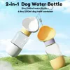 Bottiglia d'acqua portatile per cani 2 in 1 Dispenser d'acqua per animali domestici con contenitore per alimenti Bottiglia d'acqua da viaggio multifunzionale a prova di perdite per bere e mangiare per camminare