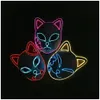 Andra LED -belysning Demon Slayer Fox Cat Mask Replica Luminous Kimetsu No Yaiba Cosplay ADT Drop Delivery Lights Holiday Dhhdj