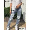 Jeans femininos mulheres akaily queda floral impressão para mulheres streetwear 2023 azul cintura alta baggy senhoras sólida casual reta longa calça dh9q0