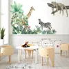 Stickers muraux Carte du monde Safari animaux Stickers muraux pour enfants garçons filles chambre de bébé décoration girafe Lion papier peint pépinière autocollant mural vinyle 231208