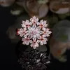 Cluster Rings Gorgeous Flower Opening For Women Shine White Zircon Stone Inlay Cocktail Ring Elegant Office Party Fashion Jewelry Gift