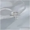 Bagues de bande Anneaux Ventfille 925 Sterling Sier Lune Gland Ouverture Femme Mode Ins Bague Livraison Directe Bijoux Bague Dh1Ot