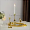 Castiçais de vela titulares de mesa de jantar titular ouro decoração do quarto metal castiçais de natal luxo decoração de vida velas weddin dhtls