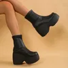 Buty projekt marki damski butów środkowych klinów platforma wysokie obcasy gotyckie punkowe buty jesienne damki moda plus size długie buty 231208