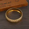 Bangle Width 14MM Diameter 70MM Gold Plated Bangles Women Men Bride Wedding Bracelet Africa Ethiopian Arab Jewelry Charm Party Gifts