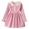 Girls Dresses Childrens long sleeved knitted wool dress spring and autumn girls silk scarf Princess Baby Dress 231208