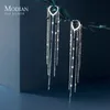 Dangle Chandelier Modian réel 925 en argent Sterling Long gland scintillant à la mode boucles d'oreilles pour les femmes boucles d'oreilles pendantes bijoux fins cadeau de mariage 231208