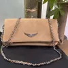 Zadig Voltaire Sac Pochette Rock Swing Your Wings Épaule Designer En Cuir Véritable Sling Chaîne Flap Embrayage Côté Cross Body BagsH