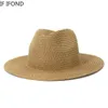 قبعات القش الصيفية الصلبة للنساء الرجال أطفال طفلة UV حماية قابلة للطي قبعة الشمس في الهواء الطلق شاطئ فيدورا قبعات كاملة 2237J