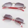 Överlägsna leverantörer Hela stora stenar solglasögon för kvinnor Luxury Diamond Cut Lens Rimless Sun Glasses Male and Female 8200757 R264X