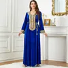 Abbigliamento etnico Zigui Lussuosi abiti da sera da donna Ricami adatti per matrimoni formali Italia Dubai Abaya di lusso in velluto blu musulmano