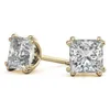 Medboo Moissanite Earrings Vvs1 d 2ct Studs Princess Cut Diamond Rose Gold