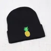 Bérets Femmes Fille Ananas Brodé Bonnet Bas Casquette Randonnée Cuffed Tricot Chapeau Chaud Chapeaux D'hiver Pour Hommes Skullies Bonnets