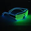 Okulary przeciwsłoneczne Emazing Lights 2-Color El Wire Neon LED LED Party DJ Up jasne szklanki w kształcie migawki Rave Sunglasses1259h