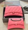 designer bags hobo bag 5A shoulder handbag leather chain double letter solid color buckle square stripe lady sling crossover messenger hot pink bag free shipping A6