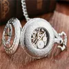 Pocket Watches Dr. Who mechanical Pocket Watch Fob Chain Sliver The United Kingdom Clock Hollow Engrave Hand-wind Mens Watches for Women Men 231208