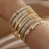 Manchet Klassieke Luxe Zirconia Letter Charm Armbanden voor Vrouwen Mode Merk Sieraden Elegante 14K Vergulde Snake Bangle 231208