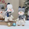 Plush Dolls Christmas toy blue fabric doll cute skiing rocking snowman cute decorations plush toy holiday party house gifts for friendL231114