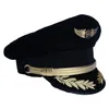 Custom Upscale Pilot Cap Airline Captain Hat Uniform Halloween Party Adult Men Military Hats Black For Women Wide Brim296U