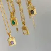 Pendant Necklaces Ins 18k Stainless Steel Color Zircon Necklace For Women Vintage Twist Wave Chain Square Fashion Jewelry