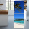 Wall Stickers Beach Scenery Sea Fridge Magnets Fridge Door Cover Sticker Floral Vinyl Vegetable Food Freezer Art Door Wallpaper 231208