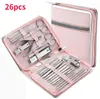 Nail Art Kits 11/21/26Pcs Manicure Set Stainless Steel Clippers Cuticle Nipper Pedicure Care Tool Dead Skin Scissor Cleaning Grooming Kit