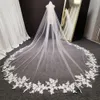 Bijoux de cheveux de mariage Longue dentelle voile de mariage 3D broderie fleur longue blanche cathédrale style voile de mariée peigne accessoires de mariage chapellerie de mariée 231208