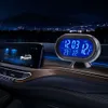 新しい3 in 1カーデジタルクロックタイム温度計電圧LEDディスプレイバックライトフリーズアラート自己粘着車スタイリング明るい時計