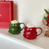 Bouteilles d'eau Tasse en céramique européenne mignon arbre de noël décoratif bureau tasse à café petit déjeuner bureau tasses à lait décoration de la maison verre d'eau 231208