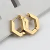 Hoop örhängen srcoi enkelt rostfritt stål hexagon geometriska huggie för kvinnor smycken tillbehör geometrisk