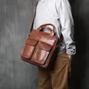 Briefcases NZPJ Retro Leather Men's Handbag Top Layer Cowhide Vertical Single Shoulder Messenger Bag Postman Briefcase Computer 231208