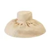 Szerokie brzegowe czapki retro hepburn styl raffia bow Big Top Hat Ladies Catwalk Fashion Party Straw Hatwide2714