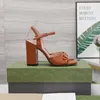 Klasyczne wysokie obcasy sandały designerskie buty mody 100% skórzane damskie buty taneczne seksowne wysokie obcasy damskie metalowy pasek klamry gęste obcasy buty damskie duże 35-42