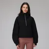 Autumn and winter half zipper stand collar with wool thickened outer wear warm loose hoodie coat