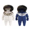 Rompers Winter Baby Thick Warm Infant Hooded Inside Fleece Jumpsuit born Boy Girl Overalls Toddler Clothing Set 231208